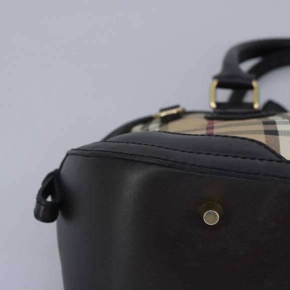 BURBERRY Nova Check Hand Bag PVC 2way Beige Gold Auth 96941 - Picture 9 of 16